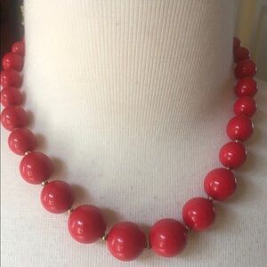 Vibrant Red Beaded Vintage Necklace